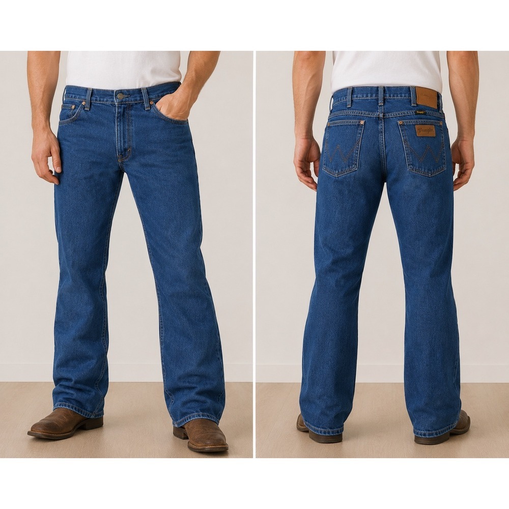 Wrangler 912PW Vintage Mens Blue Straight Leg Jeans Made in USA 34x32 Denim